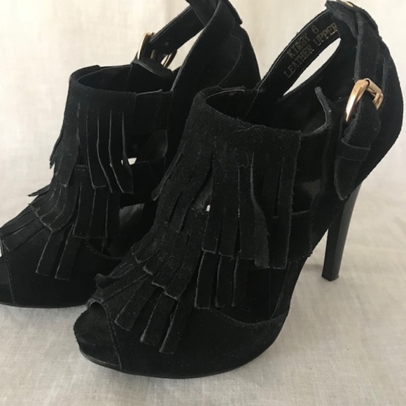 N.Y.L.A. Shoes - N.Y.L.A. Black Fringe Boots Size 6